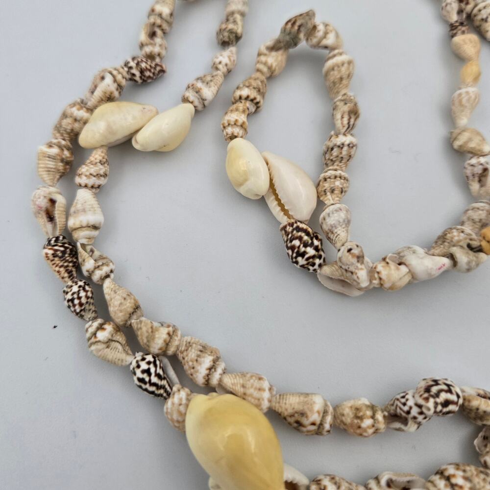 Conch Cowrie Ocean Seashell Necklace Approx 16 Inches - Picture 4 of 5